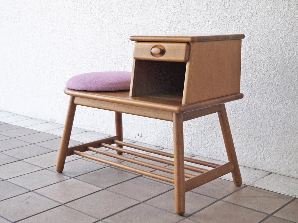 ナジコ Najico オーク無垢材 ビンテージ テレフォンラックベンチ 1