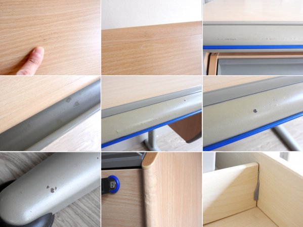 モル moll デスク 学習机 高さ調節&天板傾斜調節可 抽斗2杯 付属パーツ&鍵付 ドイツ ●