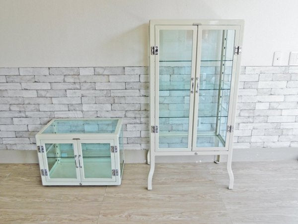 ダルトン DULTON ドクターキャビネット Doctor cabinet S ケビント キュリオケース ディスプレイラック 飾り棚 ガラス スチール アイボリー 定価\77,000- ●