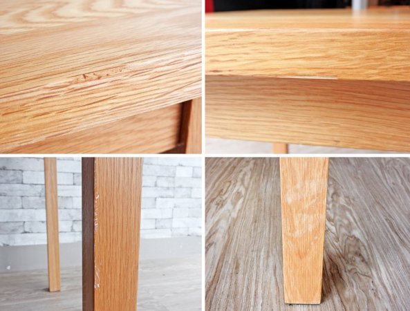 無印良品 MUJI オーク材 ダイニングテーブル ナチュラル 無垢集成材 幅140cm 廃番 希少 ●