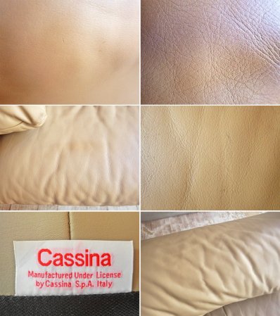 カッシーナ イクスシー Cassina ixc. 675 マラルンガ MARALUNGA 2人掛けワイド ソファ 本革 ベージュ系 ヴィコ・マジストレッティ MoMA 参考定 約192万円 ♪