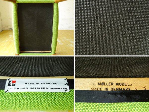 J.L.モラー J.L.Moller No.80A スツール チーク材フレーム Niels Otto Moller クヴァドラ・ハリンダル グリーン ファブリック 座面張替済 北欧家具 デンマーク ★