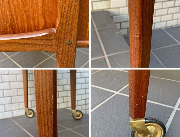 デンマーク ビンテージ DENMARK VINTAGE ソーイングテーブル キャビネット キャスターワゴン チーク無垢材 北欧家具 ■