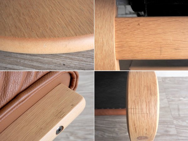 冨士ファニチア FUJI FURNITURE リクライニングチェア & オットマン 2点セット 本革 レザー キャメルカラー ●