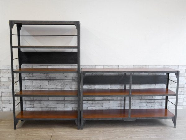 ウニコ unico ランバー LUMBER ワイド オープンシェルフ ディスプレイラック マホガニー材 3段 W150cm インダストリアル 廃番 ●