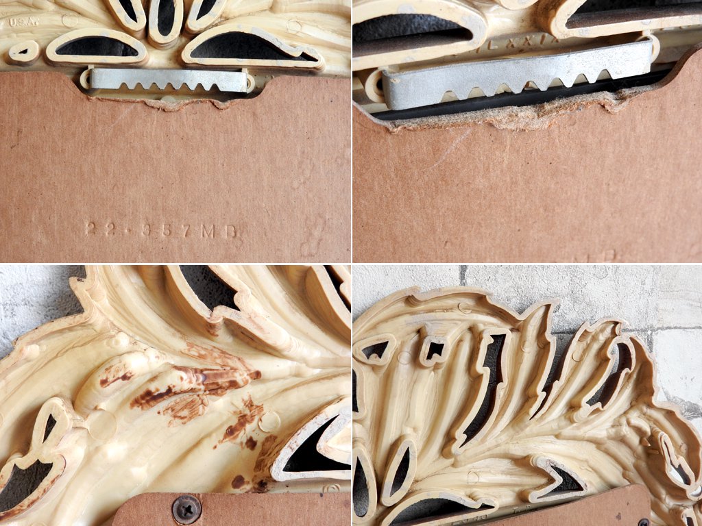 SYROCO WOOD リーフモチーフ ウォールミラー プラスチックフレーム ボタニカル 壁掛け USビンテージ ●