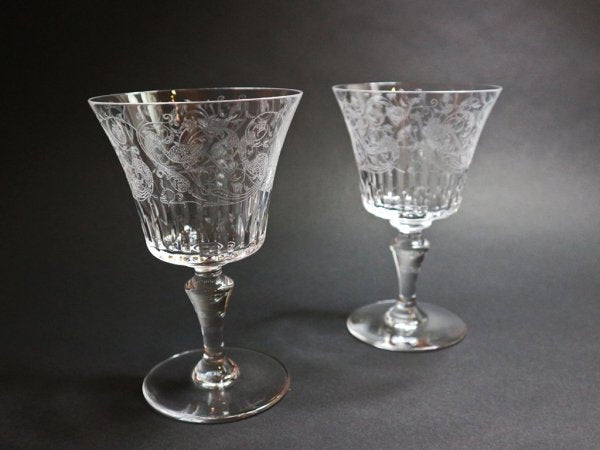 バカラ Baccarat パルメ ワイングラス カットグラス エッチング 鳥紋様 クリスタルガラス フランス 定価¥33,000- A ◎