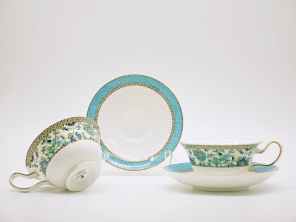 ウェッジウッド WEDGWOOD バビロン babylon カップ&ソーサー C/S 旧刻印 白磁 ボーンチャイナ BONE CHINA 廃番品 英国 A ●