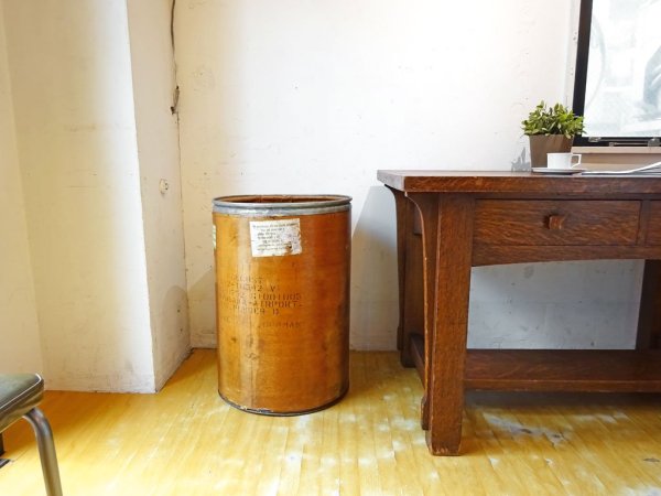 ビンテージ ファイバードラム缶 ペーパードラム缶 ランドリーボックス ダストボックス trash can スチール×硬質厚紙 西ドイツ→大阪空輸用 アンティーク ★