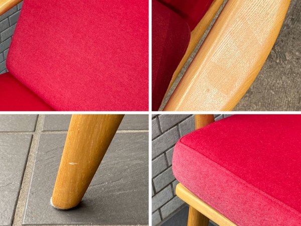 タイムレスクラフト Timeless craft ノードソファ Nordo sofa 1人掛け ホワイトアッシュ無垢材 ウールレッド ファブリック フレデリック・カイザー リプロダクト ■