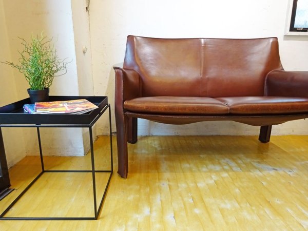 カッシーナ cassina 414 キャブ ラウンジ アームチェア CABチェア 2シーターソファ ブラウン マリオ ベリーニ 廃盤品★