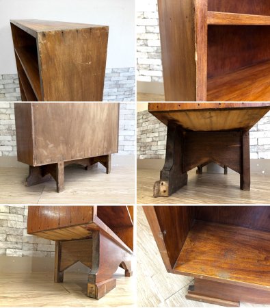 ジャパンビンテージ Japan Vintage 古い木味のブックシェルフ ラック 本棚 書棚 飾り棚 昭和レトロ 和家具 古家具 ●