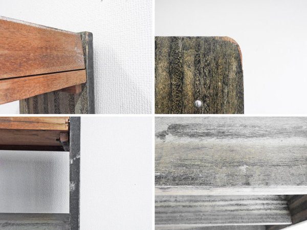 ジャパンビンテージ Japan Vintage 古い木味のオープンシェルフ ラック 本棚 書棚 飾り棚 昭和レトロ 和家具 古家具 W77 ●