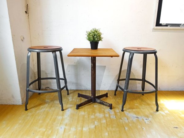 MIJL ニコルスツール NICOLLE スツール 60 スチール ハイスツール 専用牛革シートパッド付 コンランショップ CONRAN 復刻品 A★
