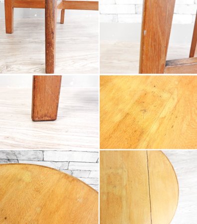 ジャパンビンテージ Japan Vintage サイドテーブル ラウンドテーブル 飾り台 ナラ材 ナチュラル 木味 昭和レトロ ●