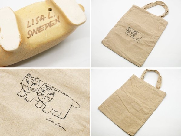 リサ・ラーソン Lisa Larson ふたごの猫 Tvilling Katter グレー & ブラウン 袋付 3点セット 2015年 ねこの日限定 北欧雑貨 ●