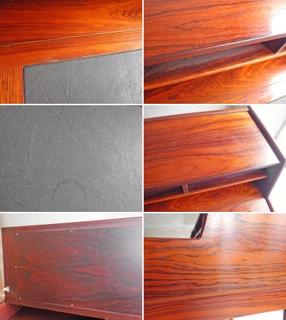 ブルクスボ BruksboTegnekontor ローズウッド × 本革 ライティングデスク トールビョルン ・ アフダル ビンテージ ノルウェー 北欧家具 ♪