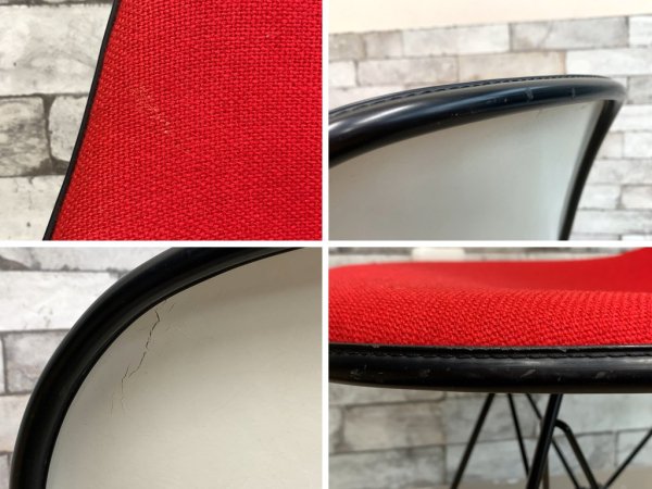 ハーマンミラー Herman Miller ビンテージ サイドシェルチェア エッフェルベース DSR ジラルド生地 Hopsak レッド M.F.S製 イームズ A ●