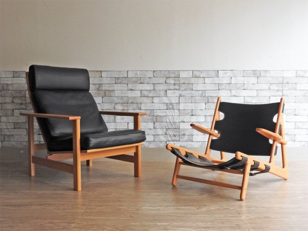 フレデリシア FREDERICIA イージーチェア Easy chair 2461 ソーレン・ホルスト Soren Holst オーク無垢材 レザー ブラック ハイバック リクライニングチェア ●