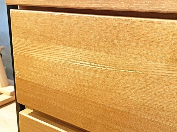 無印良品 MUJI 木製チェスト 4段 タモ無垢集成材 フルオープン シンプルモダンデザイン ナチュラル 廃盤品 ●