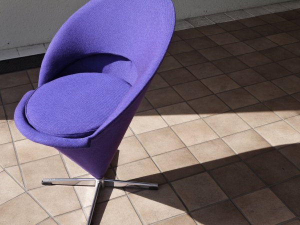 デンマーク Nehl ビンテージ コーンチェア Cone Chair パープル ヴェルナー・パントン Verner Panton ファブリック張替え済 名作チェア ◇