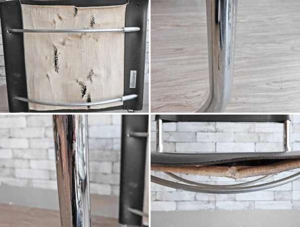 トーネット THONET S33 サイドチェア ブラックレザー ダイニングチェア バウハウス BAUHAUS マルト・スタム Mart Stam モダンデザイン 定価188,100円 D ●