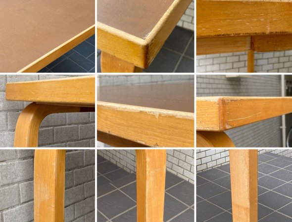 アルテック artek 50's ビンテージ ダイニングテーブル ブラウンリノリウムトップ バーチ材 アルヴァ・アアルト Alvar Aalto ■