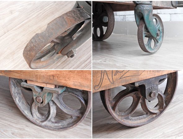 Nutting Truck USビンテージ インダストリアル トロリーテーブル 車輪付き サイドテーブル ファクトリーテーブル ●