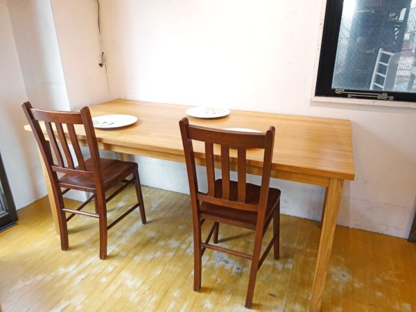 無印良品 MUJI ダイニングテーブル Dining table タモ無垢集成材 シンプル ナチュラル 幅165cm ★