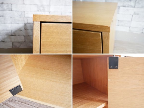 無印良品 MUJI スタッキングキャビネット Bセット + 廃番基本セット AVボード リビングボード オーク材 ナチュラル W162cm 参考定価 約3.7万円 ●