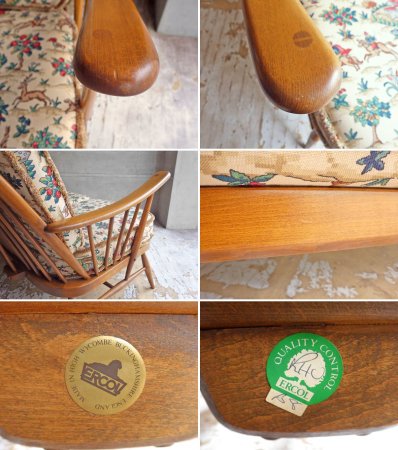 アーコール Ercol No.203 3人掛け ウィンザー ソファ WINDSOR SOFA ビーチ材 Sanderson社 ファブリック ビンテージ ♪