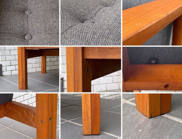 フランス&サン France & Søn モジュラインソファ Moduline Sofa ラウンジチェア 1Pソファ チーク材 グレーファブリック デンマークビンテージ 北欧 60's ■