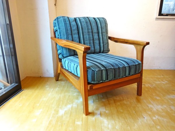 ダブルティー WTW ティズモ TISMO SOFA 1シーターソファ ストライプ カバーリング アカシア材 西海岸スタイル 定価約10万円 ★