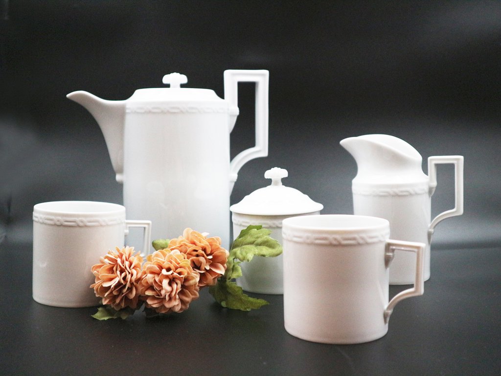 マイセン meissen ホワイトウェディング ベルリンフォーム コーヒーセット 1830年代デザイン 希少 ◎