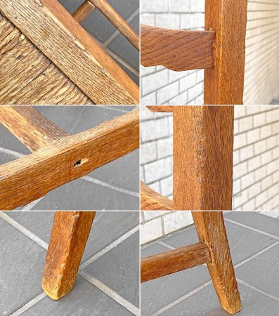 フランスビンテージ French Vintage ラダーバックチェア ladder back chair ダイニングチェア ラッシ編み ラッシシート B ■