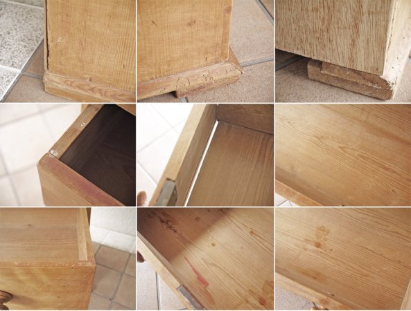 フランスビンテージ French Vintage オールドパイン材 チェスト 5ドロワー カントリースタイル 店舗什器 ◇