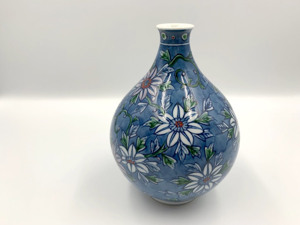 源右衛門 一輪挿し 源右衛門 染錦 鉄線花 花瓶 フラワーベース