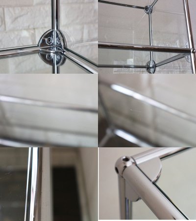 ユーエスエムハラーシステム USM Haller オープンシェルフ オープンラック 3段 ガラス製 本棚 飾り棚 MoMA スイス製 ◎