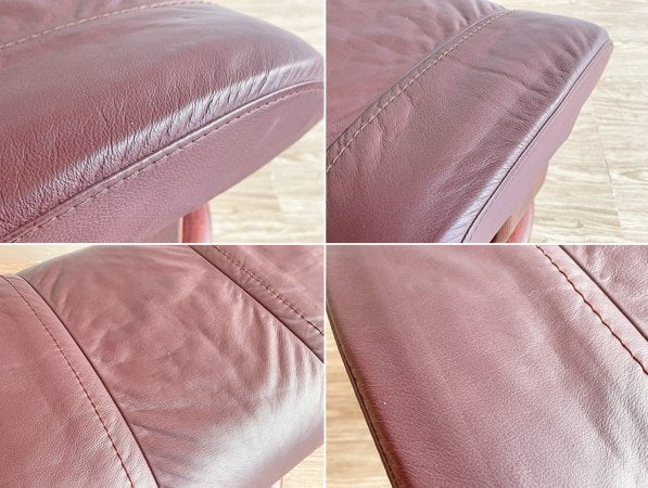 エコーネス EKORNES ストレスレスチェア stressless ウィング Wing リクライニングチェア & オットマン 2点セット ボルドー レザー ノルウェー 北欧 ●