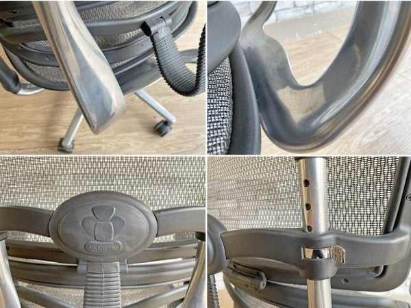 エルゴヒューマン Ergohuman ベーシック Basic デスクチェア グレー系 ハイタイプ フルメッシュ ヘッドレスト付き ●