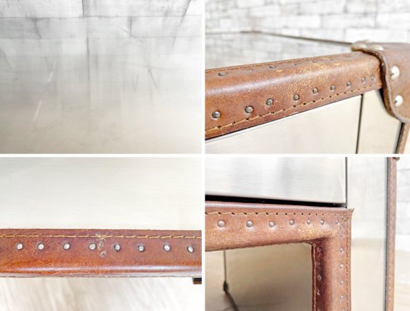 ハロ HALO スラブ SLAB スモール コーヒーテーブル SMALL COFFEE TABLE ローテーブル ステンレススチール 牛革 英国 ASPLUND取扱い 定価¥184,800- ●