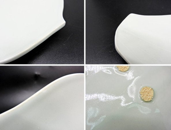 森岡由利子 白磁 リーフプレート 葉型 皿 大 W22cm 現代作家 ●