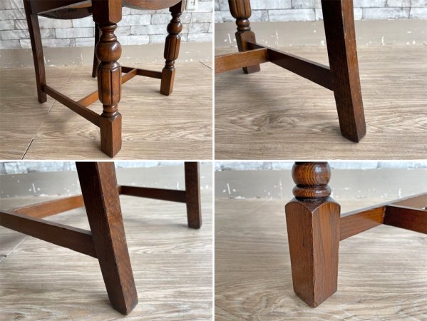 ロイズアンティークス Lloyd's Antiques ダイニングチェア オーク材 × PVCレザー ブラック 木彫り UKビンテージ Vintage 英国家具 A ●