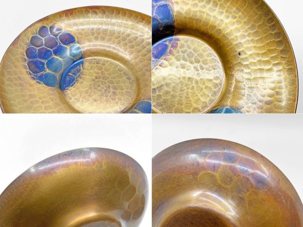 玉川堂 鎚起銅器 亀甲文 茶托 5枚セット 伝統工芸品 無形文化財 ●
