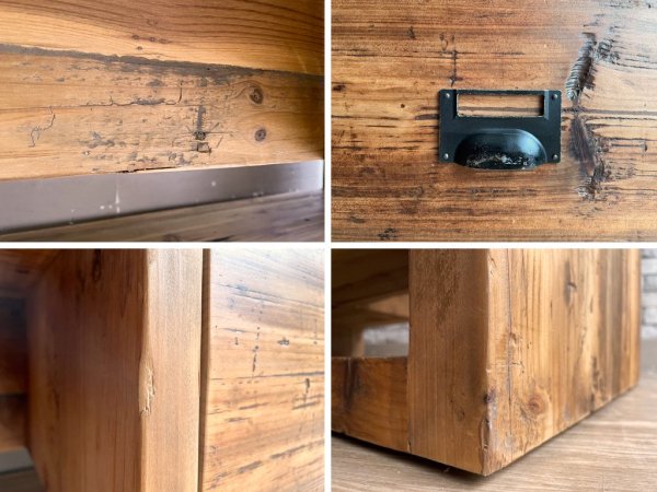 ノットアンティークス Knot antiques ワイドコーヒーテーブル WIDE COFFEE TABLE パイン古材 クラッシュゲート インダストリアル ¥57,200- ●