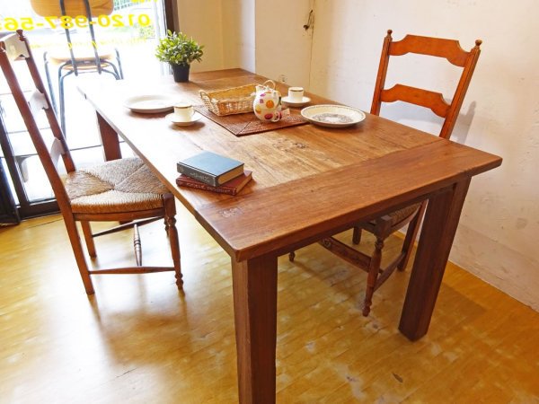 クレイト&バレル Crate&Barrel 古材無垢 ダイニングテーブル Dining table 幅160cm US家具 ★