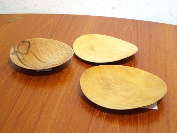 須田二郎 木製の器 ミニプレート 15.5cm 無垢材 木工旋盤 ターニングウッド 小皿 和菓子皿 インテリア オブジェ ★