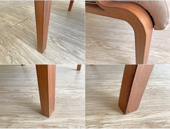 冨士ファニチア FUJI FURNITURE 1人掛け ソファ アームチェア パーソナルチェア スエード生地 ピンクベージュ系 プライウッドフレーム 現状品 B ●
