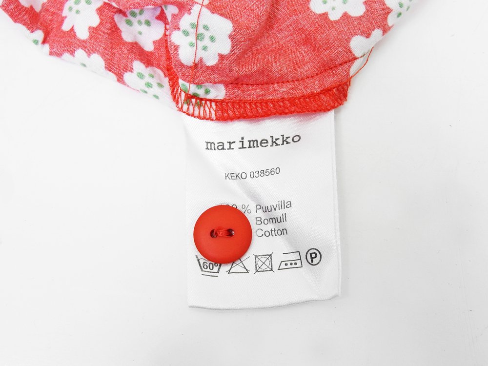 マリメッコ marimekko プケッティ Puketti キッズワンピース レッド 92-98サイズ 花束 ブーケ 子供服 アンニカ・リマラ Annika Rimala フィンランド 北欧 ●