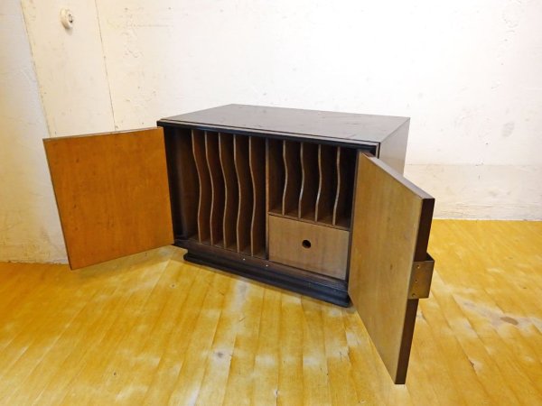ジャパンビンテージ レコード ラック キャビネット record rack LP&SP 収納 昭和レトロ 古道具 ミッドセンチュリー ★
